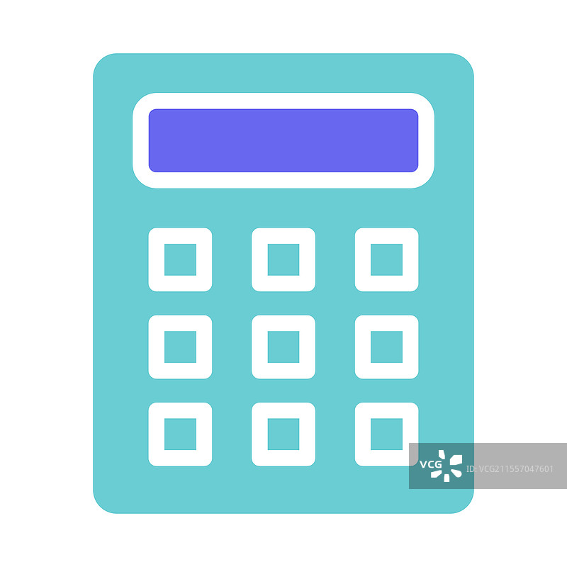 青色计算器图标，带有九个白色方块图片素材