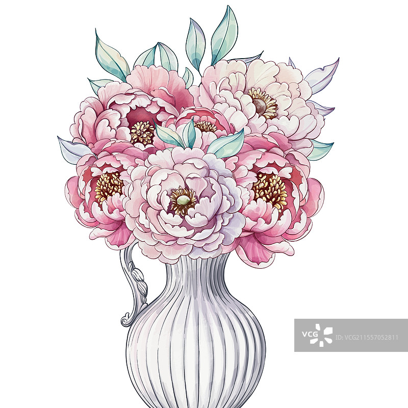 一束美丽的盛开牡丹花填满图片素材