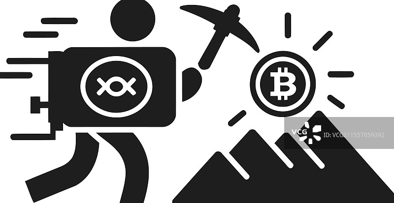 加密货币挖矿概念图标图片素材