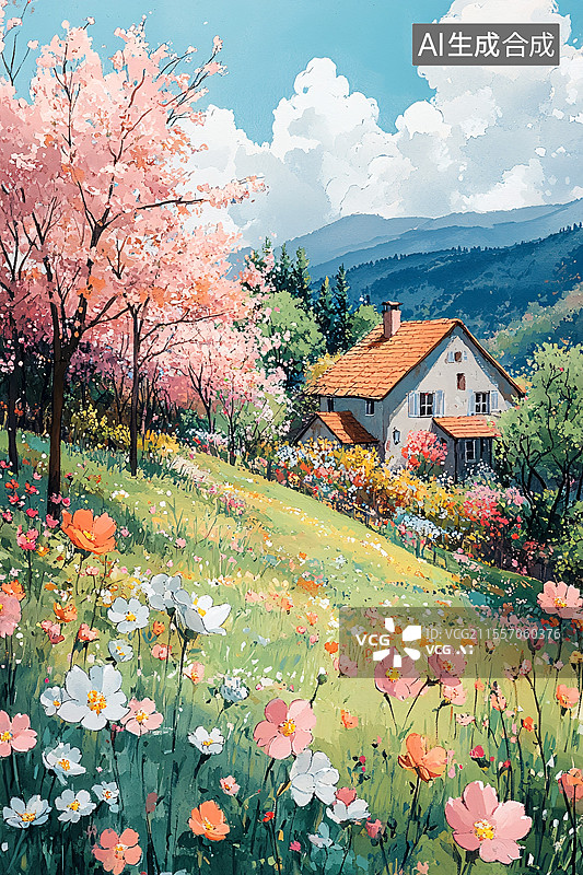 【AI数字艺术】春日花园图片素材