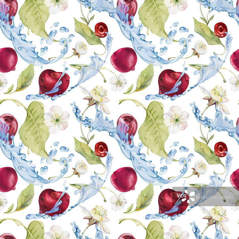 甜酸的樱桃在冰水中漂浮图片素材