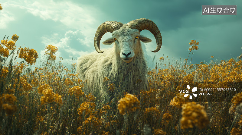 【AI数字艺术】草原上的羊图片素材