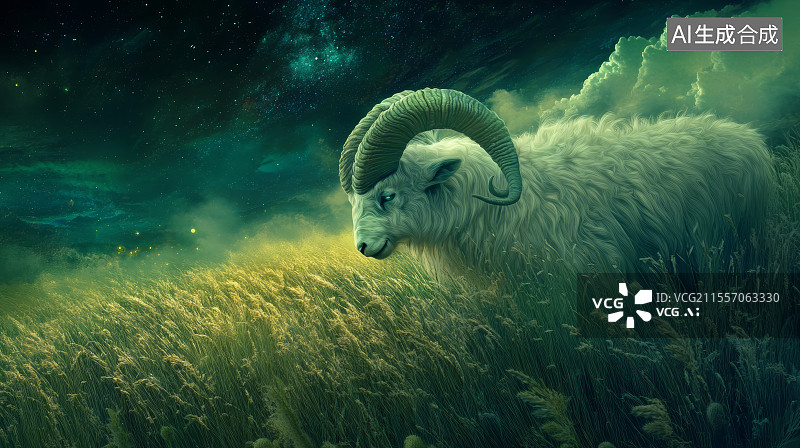 【AI数字艺术】草原上的羊图片素材