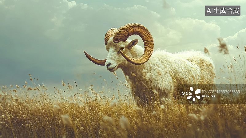 【AI数字艺术】草原上的羊图片素材