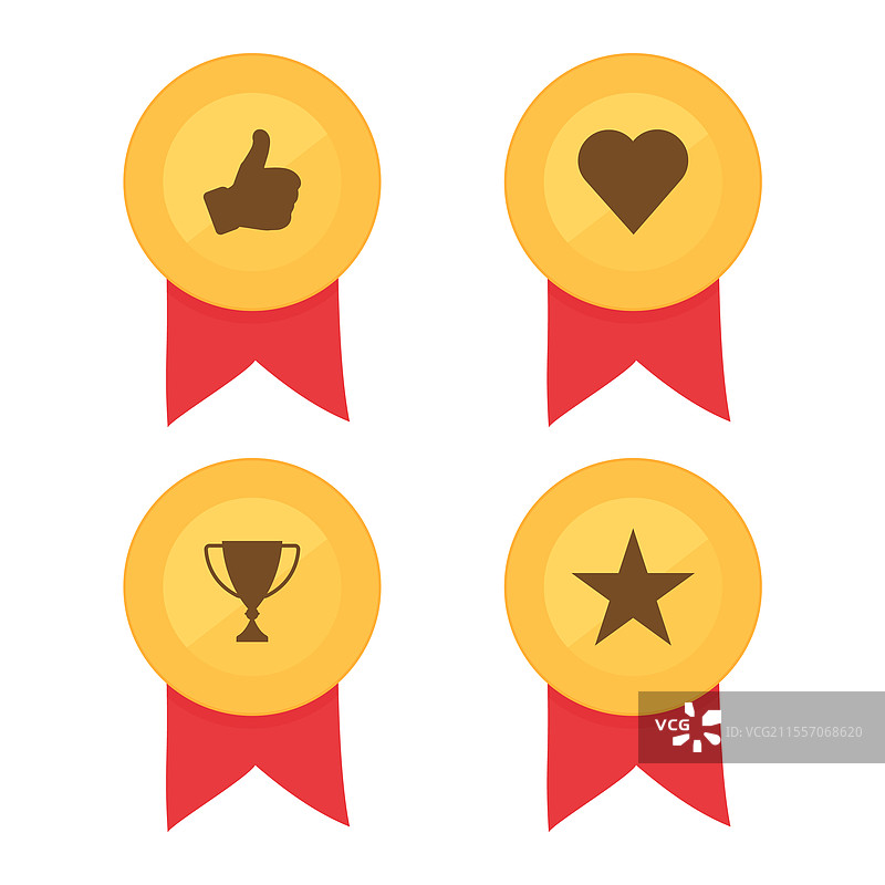 一套带有各种图标的成就徽章图片素材
