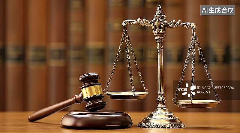 【AI数字艺术】法律律师法庭公正天平和法槌图片素材