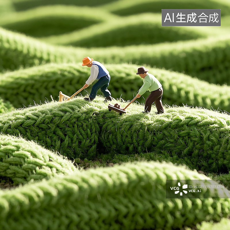 【AI数字艺术】绿色谷雨节气春耕梯田场景图片素材