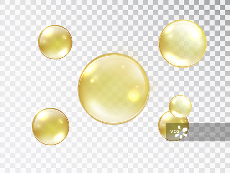 透明背景上的金色气泡图片素材