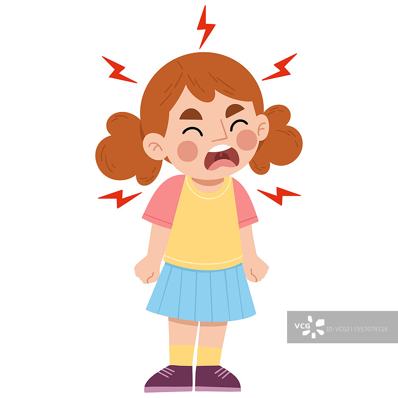 一个面露愤怒表情的女孩图片素材