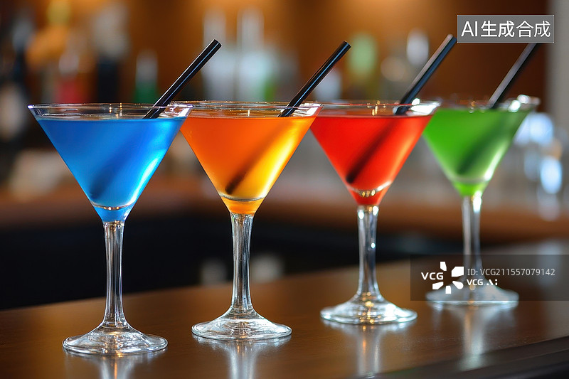 【AI数字艺术】色彩斑斓的鸡尾酒之夜图片素材