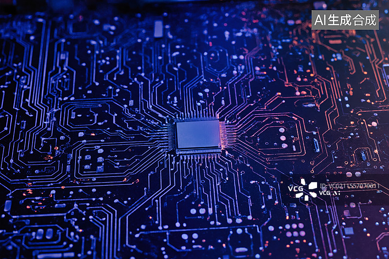 【AI数字艺术】电路板核心图片素材