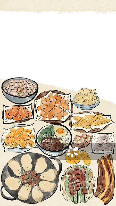 水墨风徐州美食插画图片素材