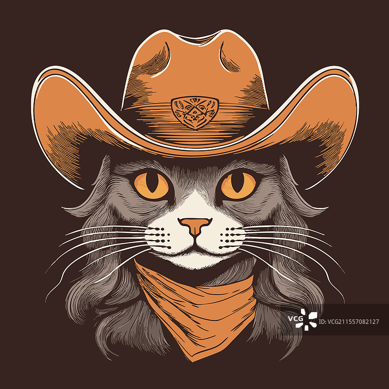 戴着牛仔帽的猫图片素材