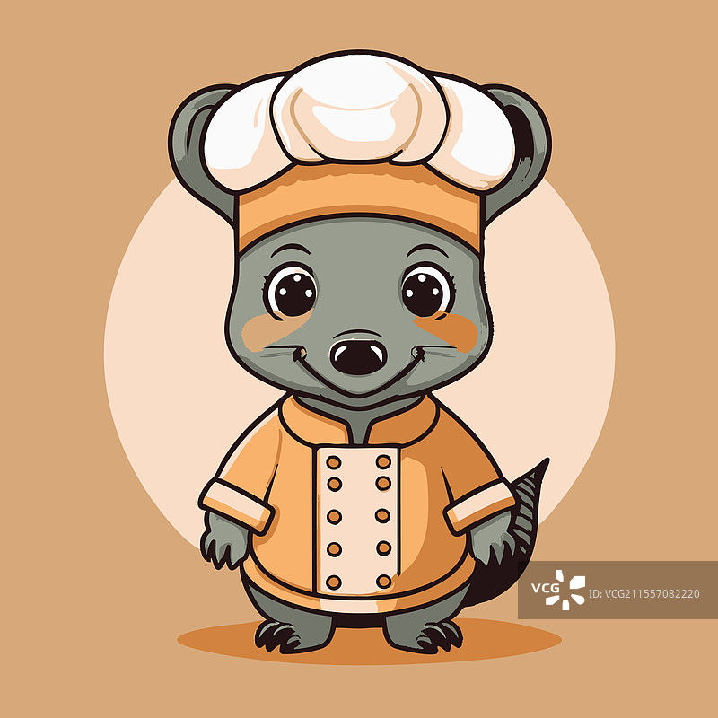 可爱的犰狳穿着厨师服装图片素材