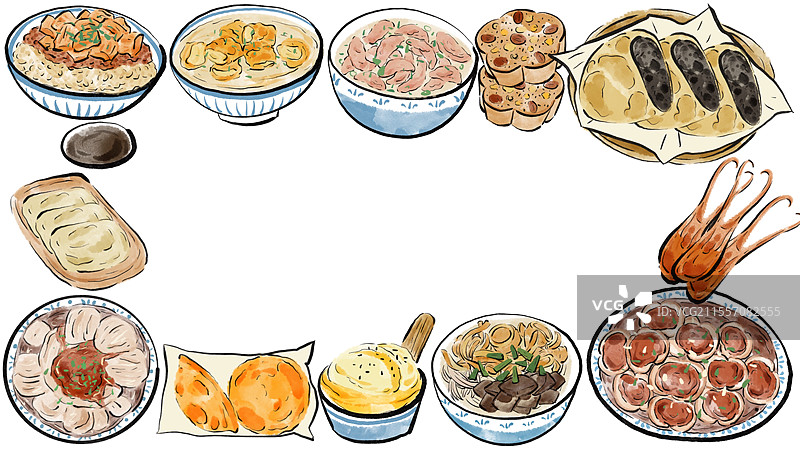 水墨风温州美食插画图片素材