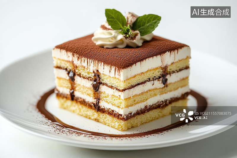 【AI数字艺术】精致提拉米苏的甜蜜诱惑图片素材