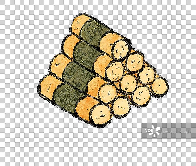 澳门美食国风插画-海苔肉松卷图片素材