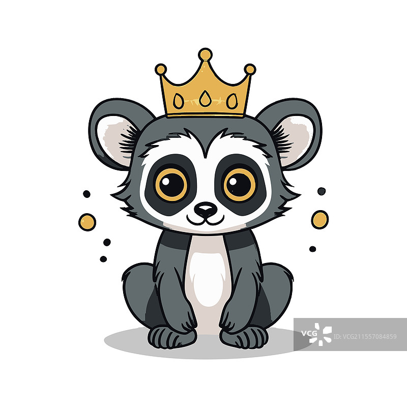可爱的狐猴戴着王冠图片素材