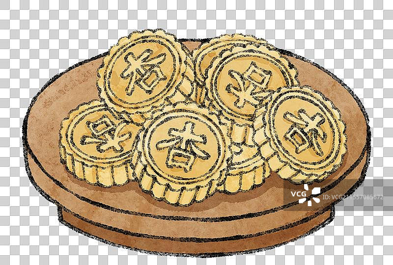 澳门美食国风插画-杏仁饼图片素材