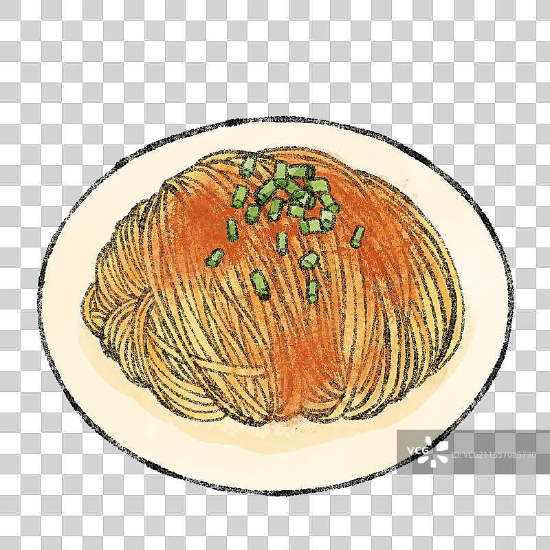 澳门美食国风插画-虾子捞面图片素材