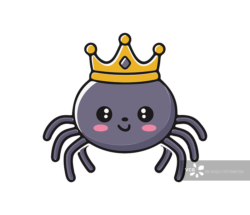 可爱的戴着王冠的蜘蛛图片素材