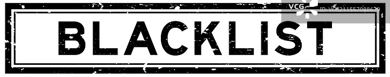 磨损的黑色黑名单字方形橡胶印章图片素材