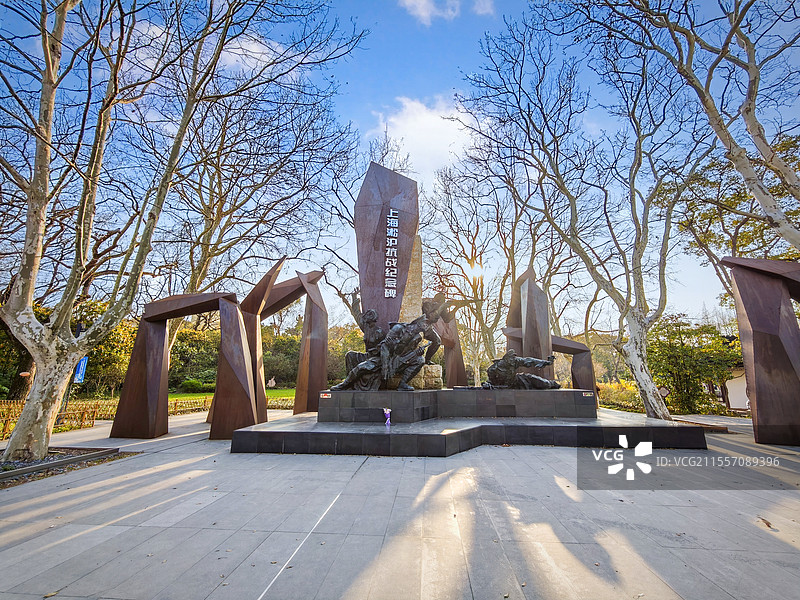 上海淞沪抗战纪念碑（位于上海淞沪抗战纪念公园内）图片素材
