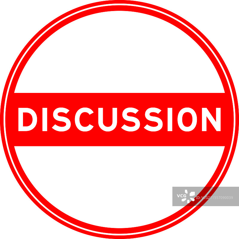 红色圆形印章贴纸在讨论中图片素材