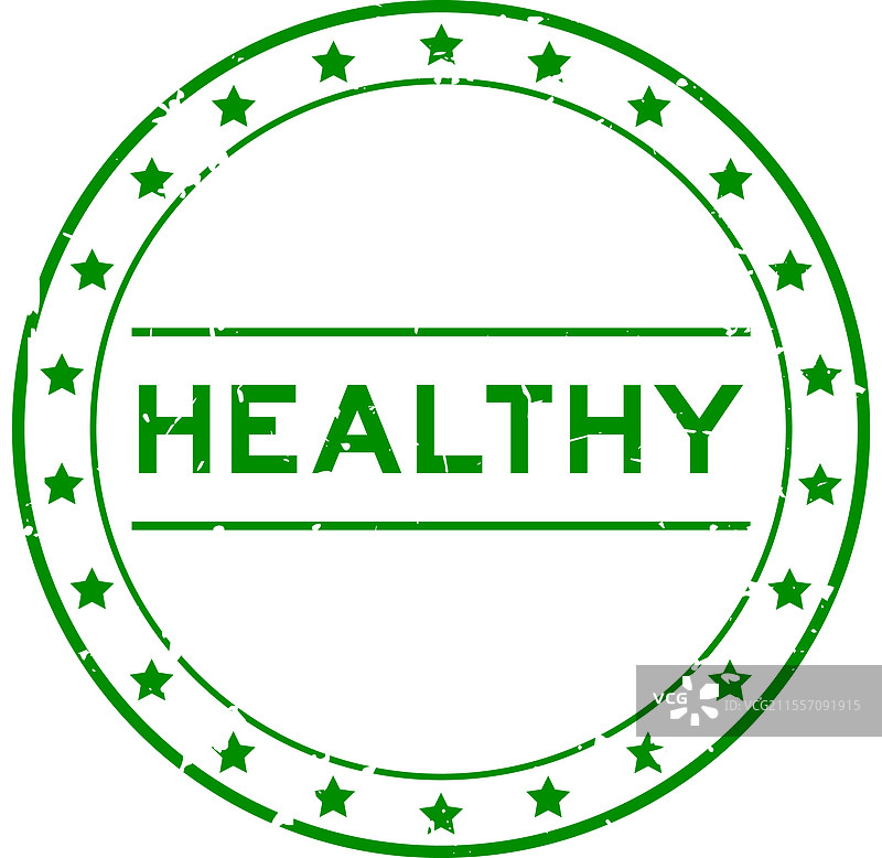 复古绿色健康字样圆形橡胶印章图片素材