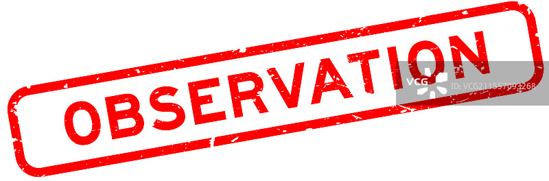 磨损的红色观察字方形橡胶印章图片素材