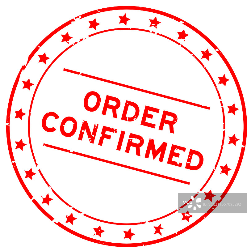 复古红色确认订单字样圆形橡胶印章图片素材