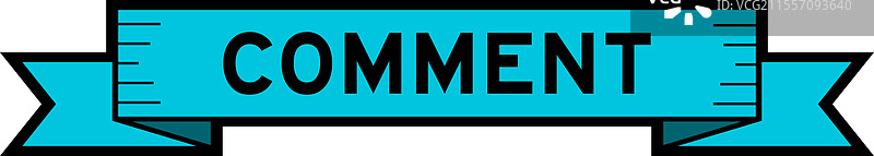 蓝色带有“评论”字样的丝带标签横幅图片素材