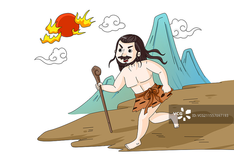 夸父追日黑白图片素材