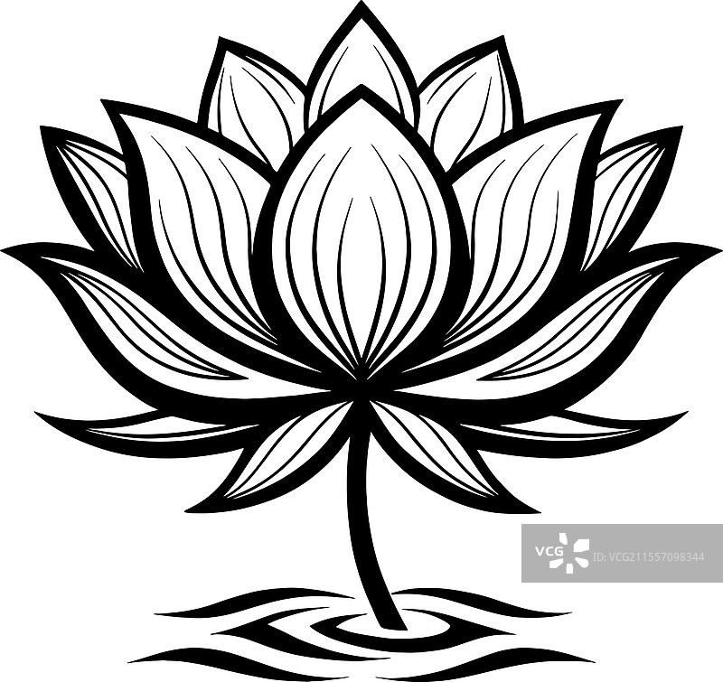 黑白莲花线条艺术图片素材