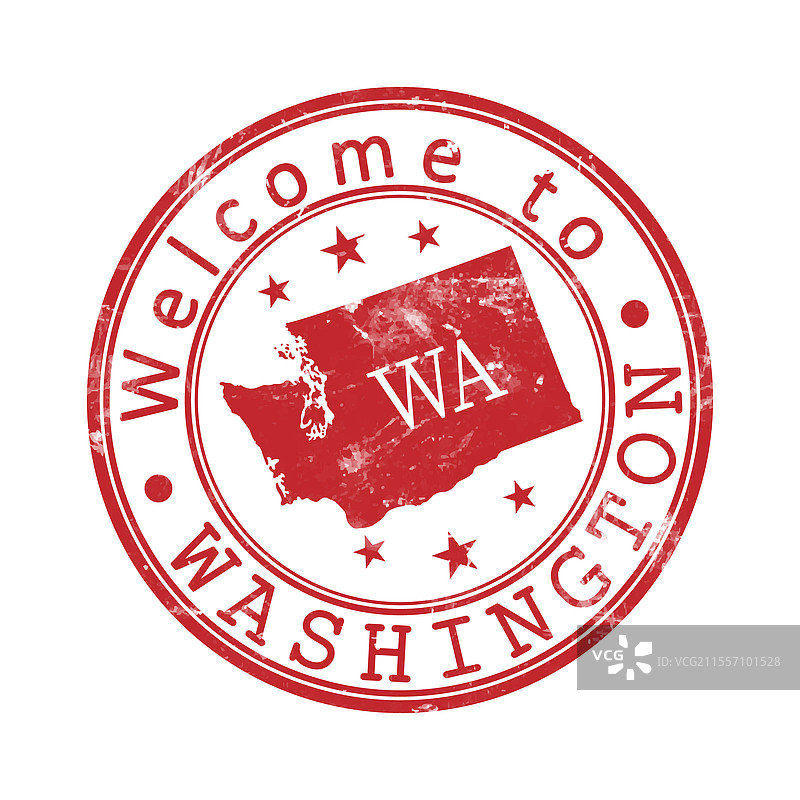欢迎来到华盛顿，一个磨损的邮票图片素材