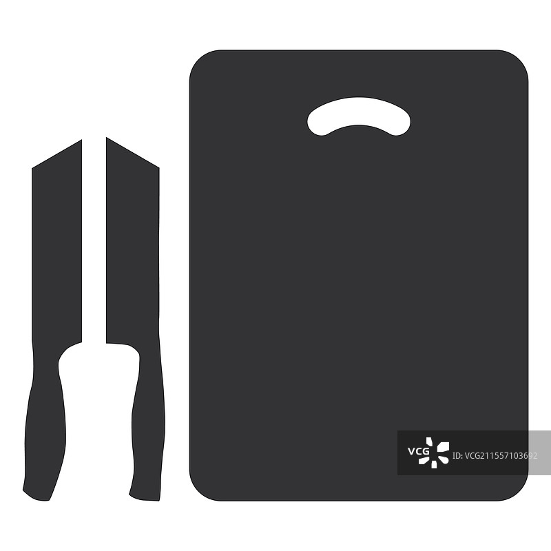 切菜板和厨房刀具的剪影图片素材