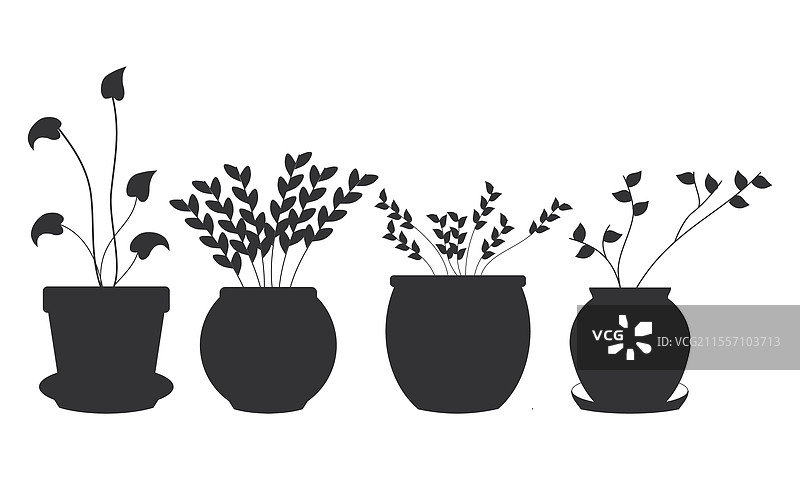 花瓶装饰剪影图片素材