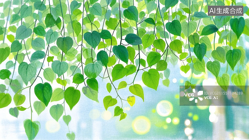 【AI数字艺术】垂吊绿萝瀑布场景图片素材