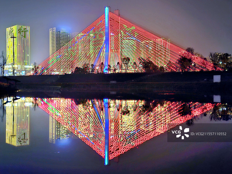 南充三桥夜景图片素材