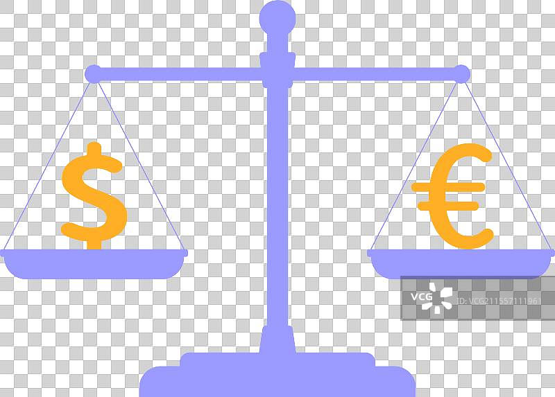 平衡天平上的美元欧元标志商务金融免抠插画图片素材