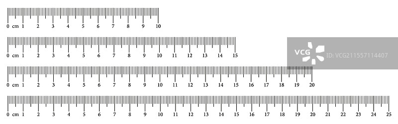 测量图表，尺寸为1015、20、25厘米图片素材