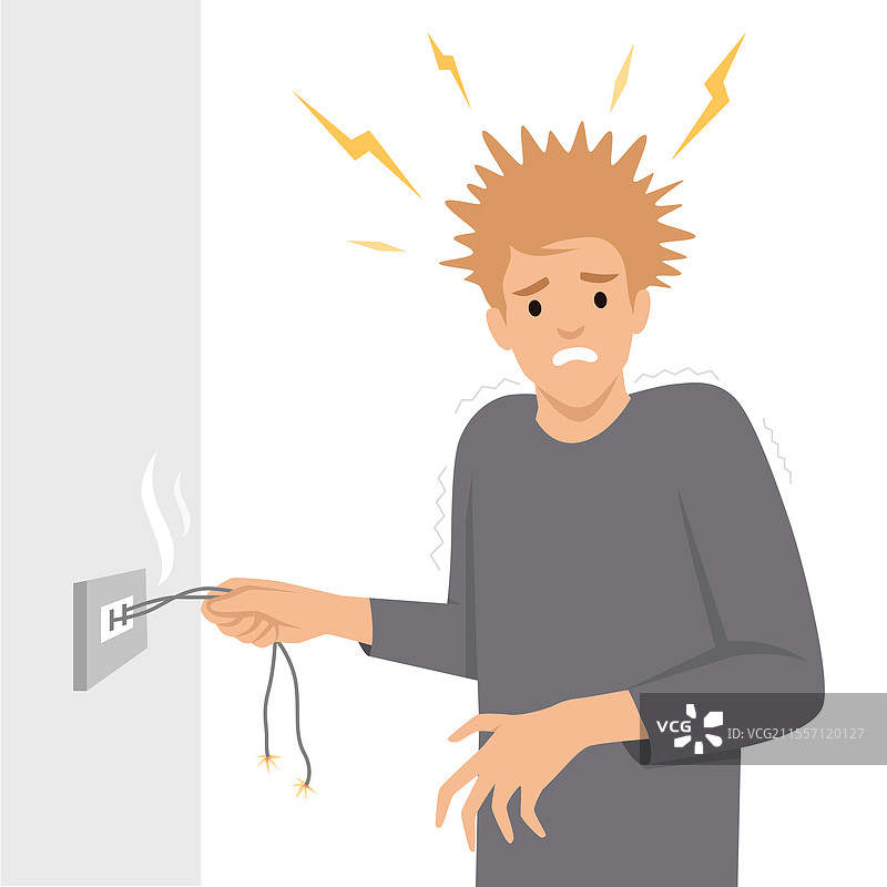 男子在处理后遭受电击图片素材