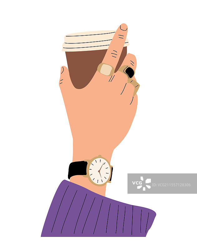 女性手握着外卖纸杯咖啡图片素材