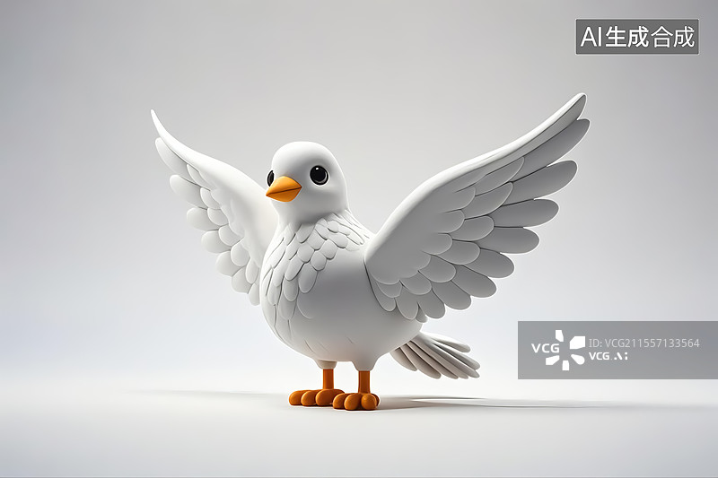 【AI数字艺术】白鸽三维插画图片素材