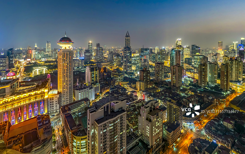 上海市中心黄浦区城市建筑风光航拍图片素材