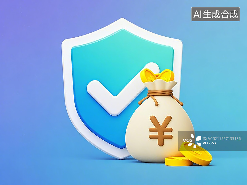 【AI数字艺术】一个装满金币的钱袋子（有¥符号）图片素材