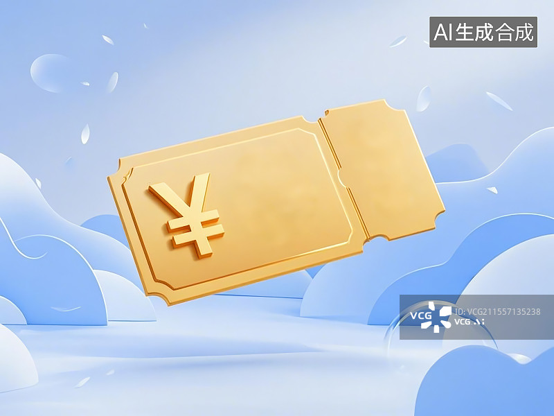 【AI数字艺术】一个金色的优惠券上面带有¥符号图片素材