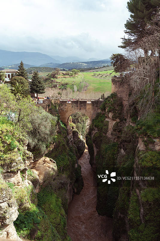 西班牙龙达悬崖小镇的风光/街道/新桥旧桥/教堂图片素材