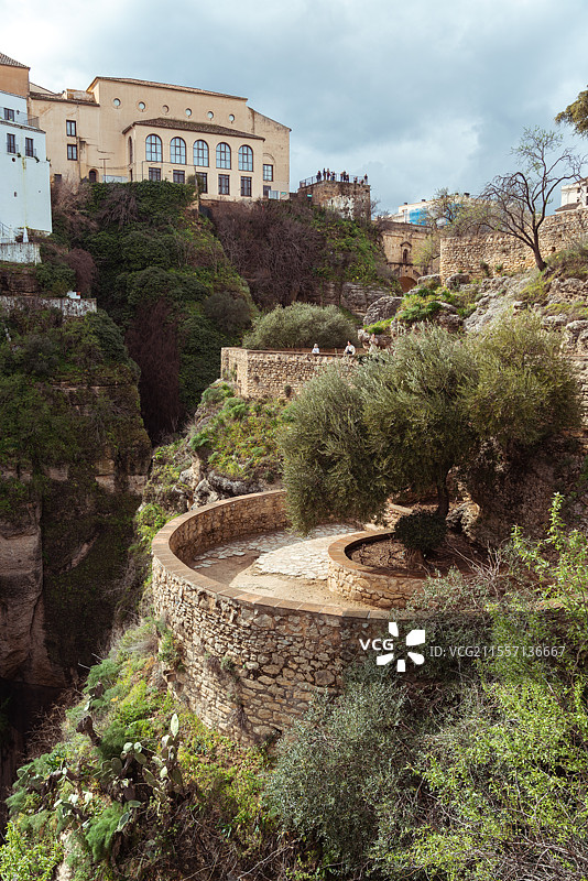 西班牙龙达悬崖小镇的风光/街道/新桥旧桥/教堂图片素材