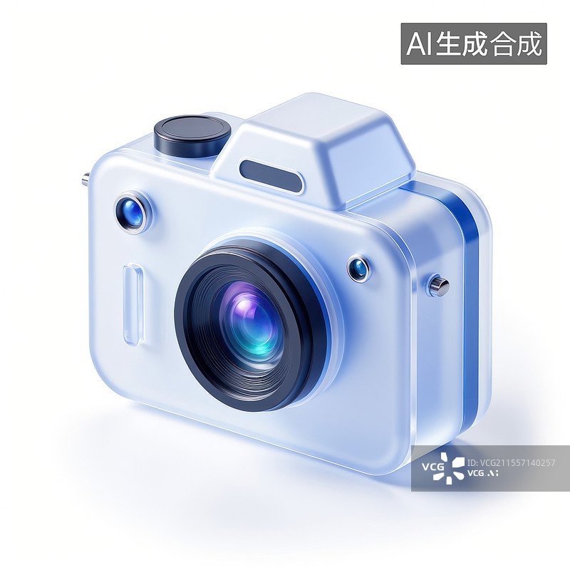 【AI数字艺术】简约相机科技感，3D相机图标，摄影图标图片素材